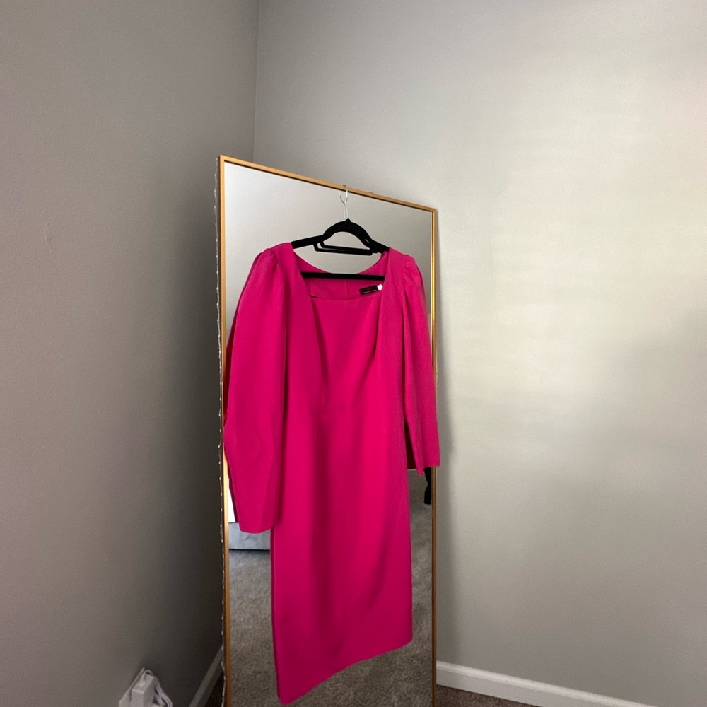 Hot Pink Pencil Midi Dress - Picture 2 of 8